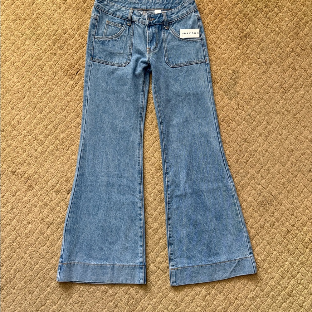 PacSun Blue Flare Wide Leg Jeans